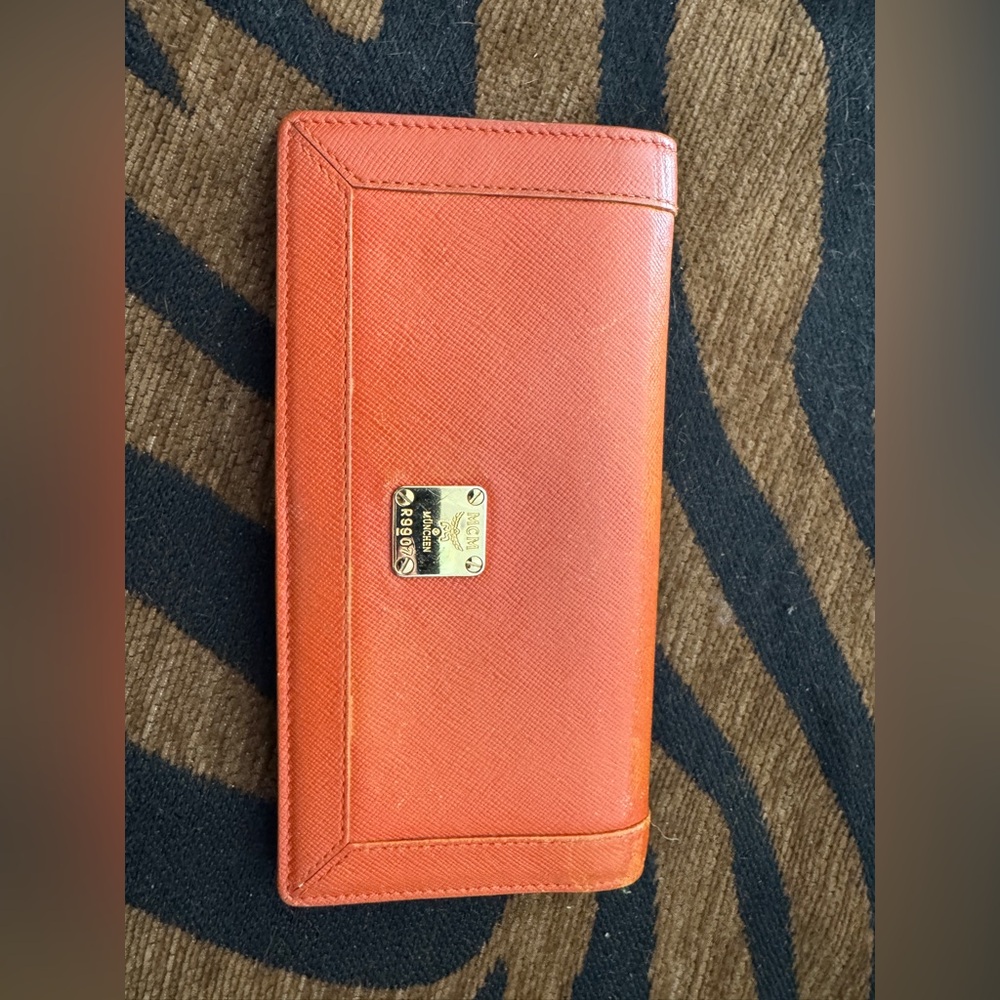 MCM Orange long wallet with free COA